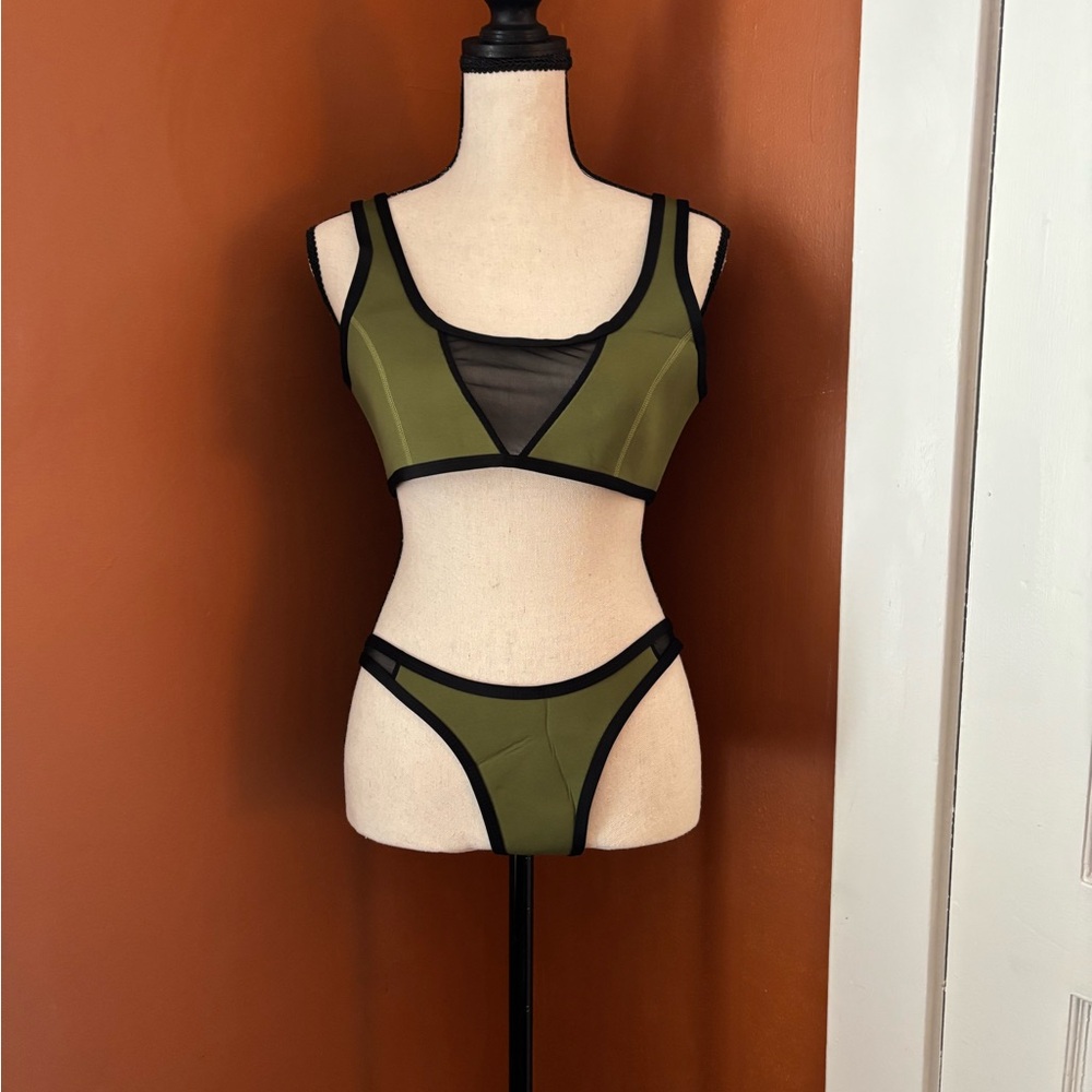 Olive Green Mesh Swim Suit